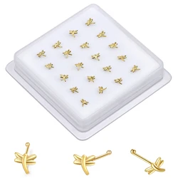 20 PCS Tiny Dragonfly Nose Studs Bendable Soft Ball End Nose Bone Pin Nostril Nose Piercing Boxed Jewelry Wholesale 22G