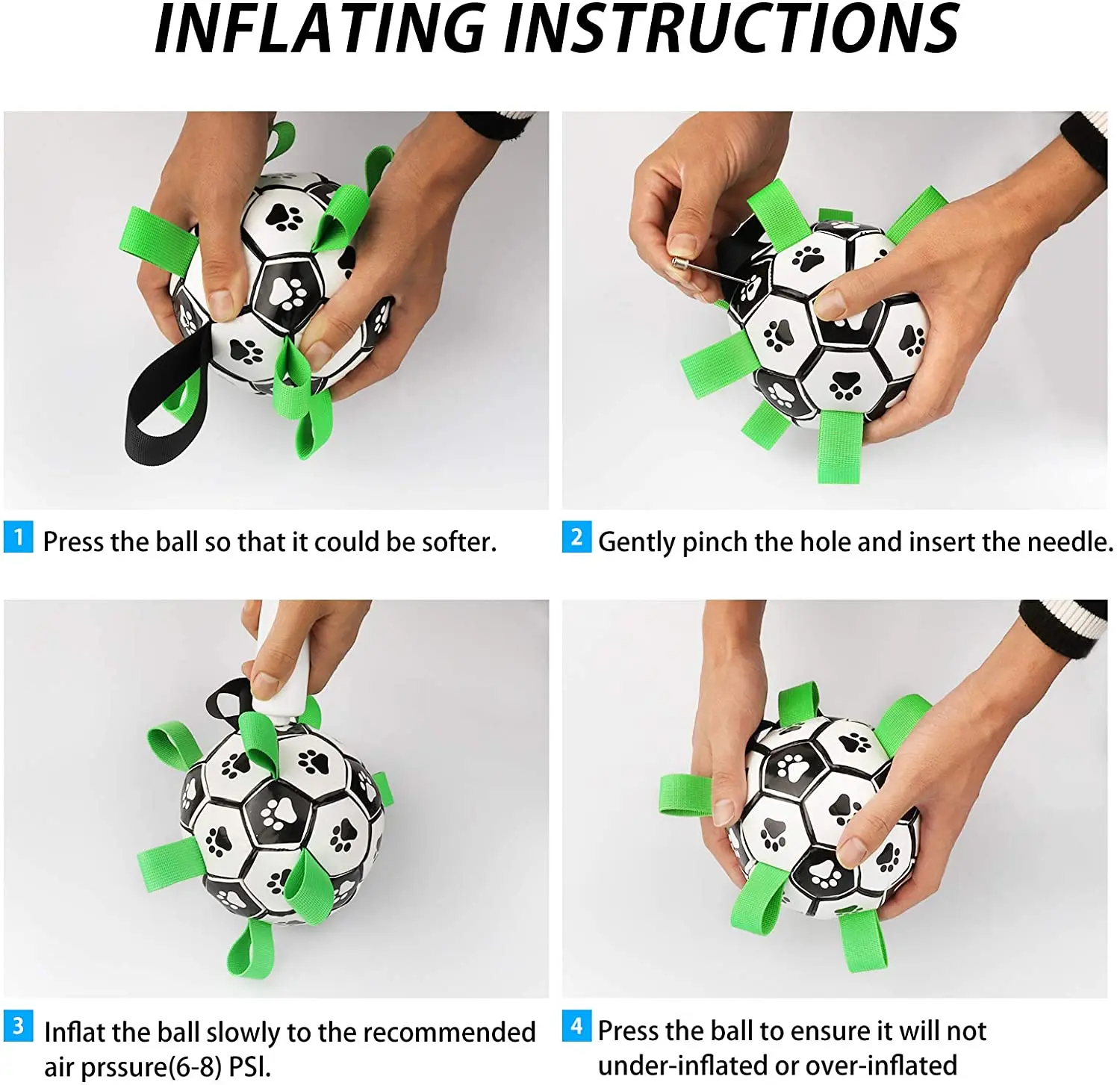 
Dropshipping PU Material Dog Training Soccer Ball Ball With Grab Tabs Pet Interactive Dog Football 