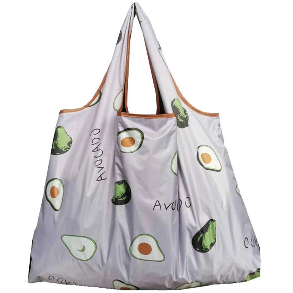 Folding tote bag reusable 190t polyester rpet foldable grocery shopolyestering bag shoulder tote bag
