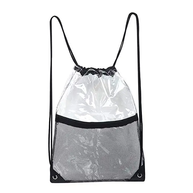 Clear Drawstring Bag Clear Gym Drawstring Backpack for Stadium, Concert Fans, Travel and Works
