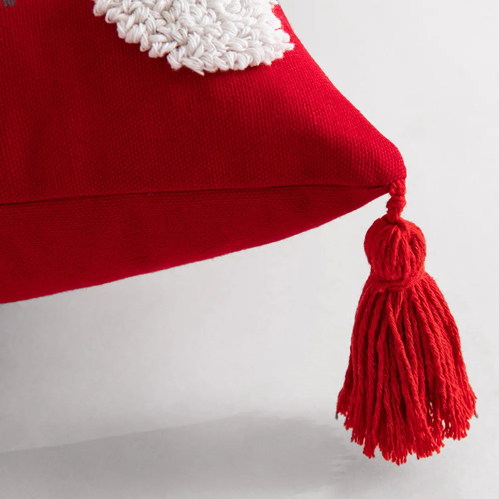 Valentines Pillow Cover Love Heart Red White Throw Pillow Cover Heart Home Bed Sofa Tufted Embroidery Punch Needle Pillow Case