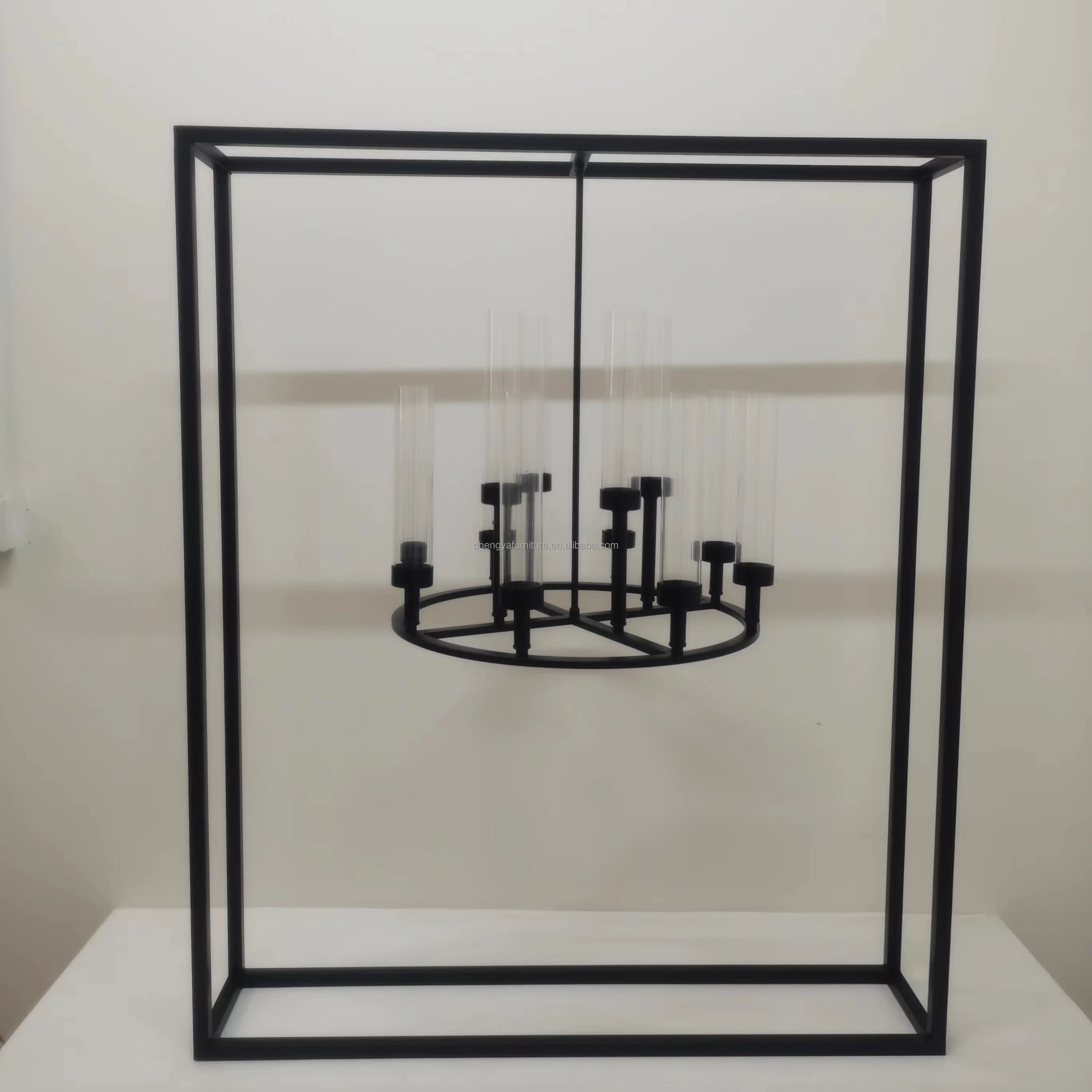 2023 Wedding Party Decorative Geometric Acrylic Black Candelabra Table Centerpiece