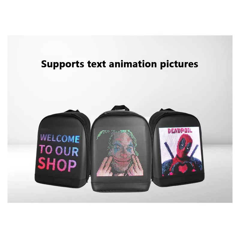 LED Backpack Full Color Programmable Screen display Waterproof Travel Laptop Backpack for Men Women and students dropshipping