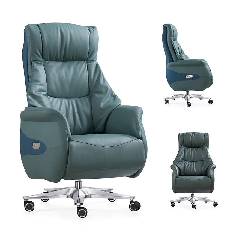Modern Luxury Adjustable Recliner Swivel Manager Executive High Quality Ergonomic Prem Genuine Leather Office Chair with Massage
