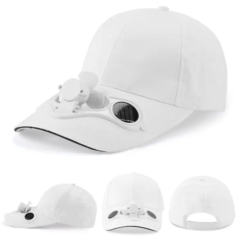Wholesale Camping Hiking Peaked Fan Cap Custom Logo Sports Hat Summer New Trucker Baseball Cap Solar Sun hat with fan