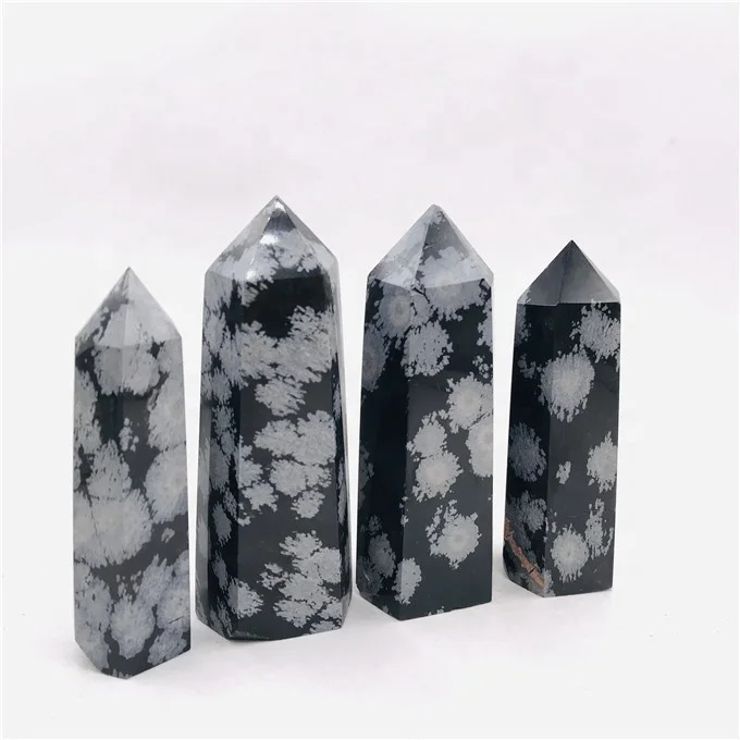 wholesale  crystals obsidian  wands tower snowflake obsidian quartz point