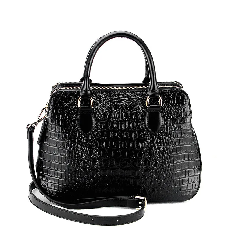 manufacturers genuine leather embossed crocodile sling bag ladies black luxury handbags with scarf