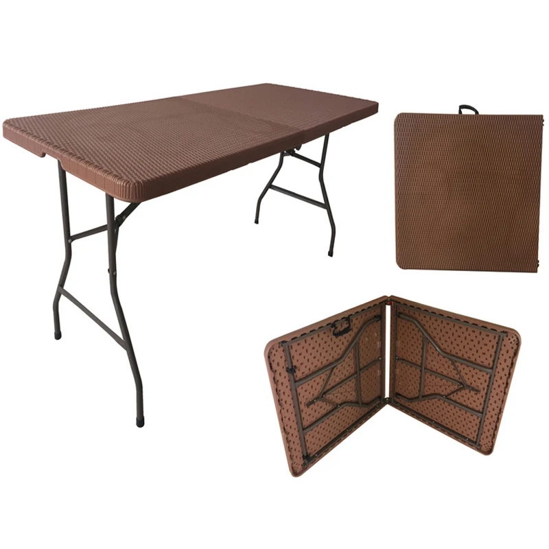 fold up tables folding Utility Table, 4ft Fold-in-Half Portable Plastic Picnic Party Dining camping folding table