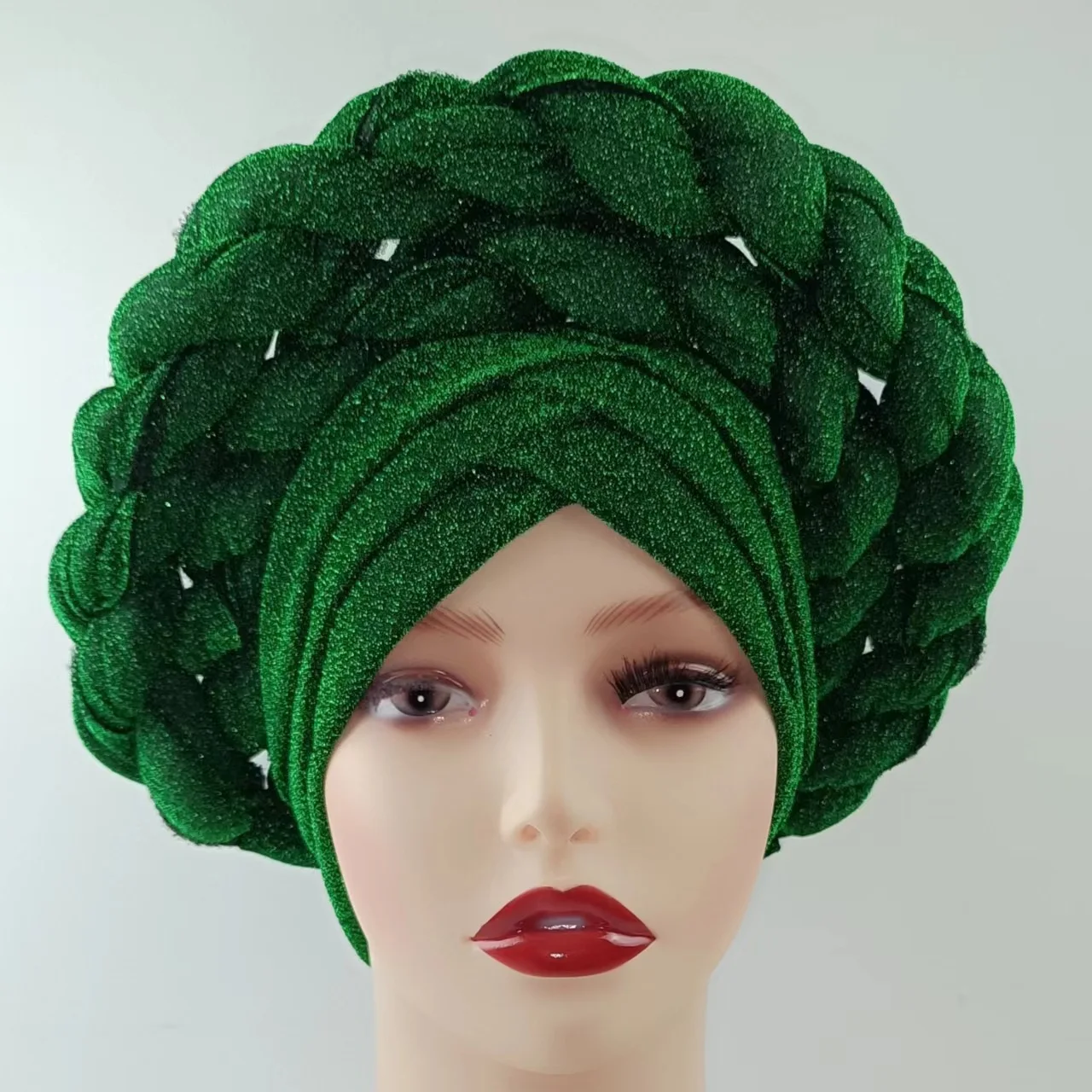 Nigerian African Style Auto Gele Head Wraps Aso Oke Polyester Turban for Wedding Parties Ready to Wear Bandana