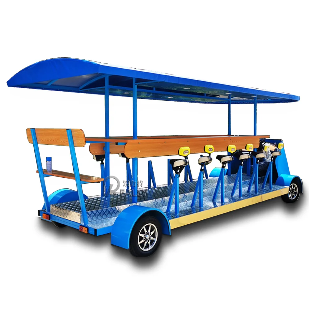 2024 Bike Cycle Party Travel Luxury Attractions Beer Bike Sale Solar Panel Pedal Bus Party Bike Cycle Tours
