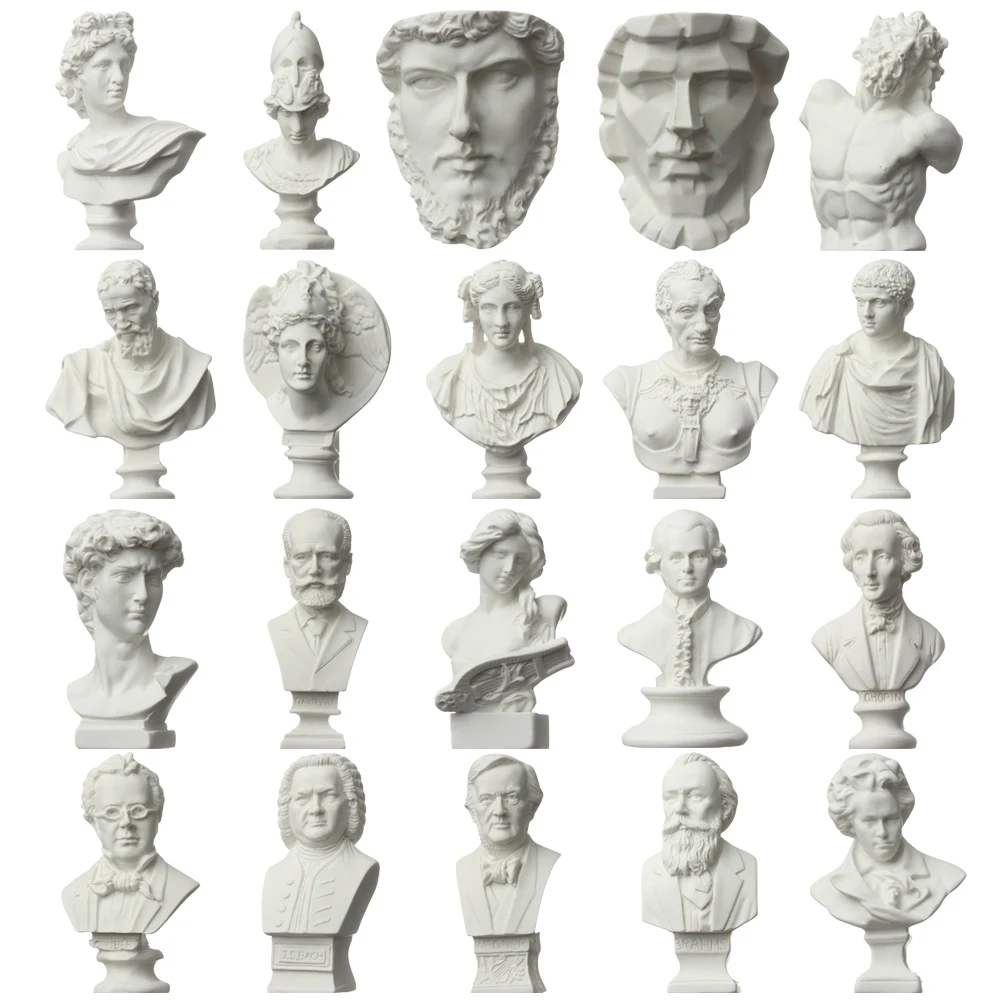 7CM Mini Celebrities Plaster Statue Gypsum Bust Portraits Greek Mythology Sculpture Drawing Practice Desktop Home Ornament
