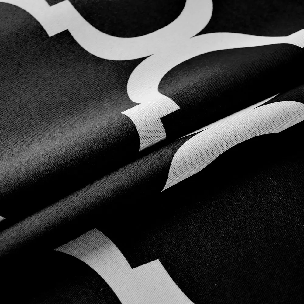 Printed Blackout Grommet Top Curtains Black red blue for bed room ready made polyester curtain