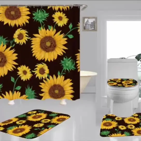 Занавеска для душа из полиэстеровой ткани с изображением подсолнуха на заказ, красивая Водонепроницаемая Шторка для ванной с цифровым принтом для домашнего декора