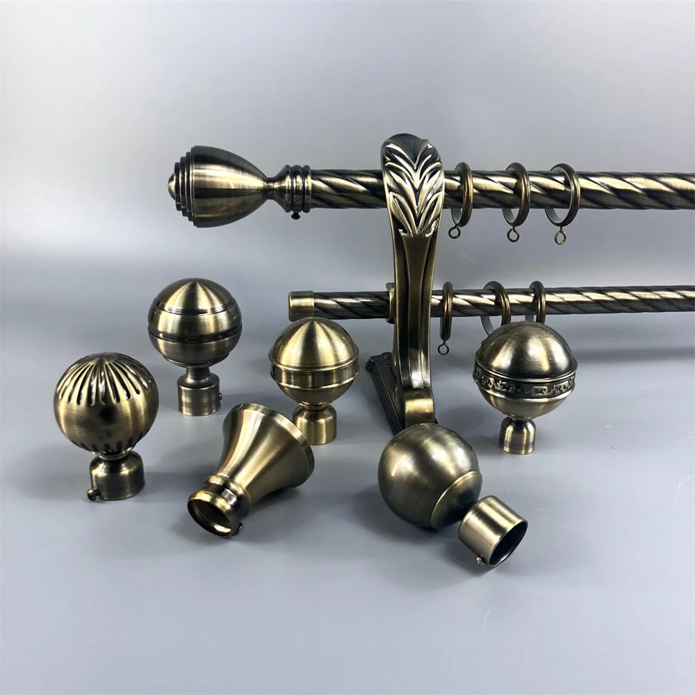 Hot selling Roman Custom Long Pole And Rails Accessories Iron Pipe Cafe Aluminum End Caps Curtain Rod Finials