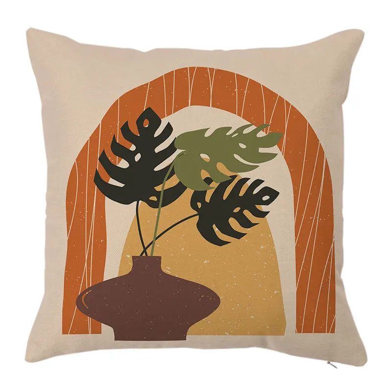 New Product Recommendation Modern plain linen  Simple Abstract Painting Printing plant Pillowcase pillow cover