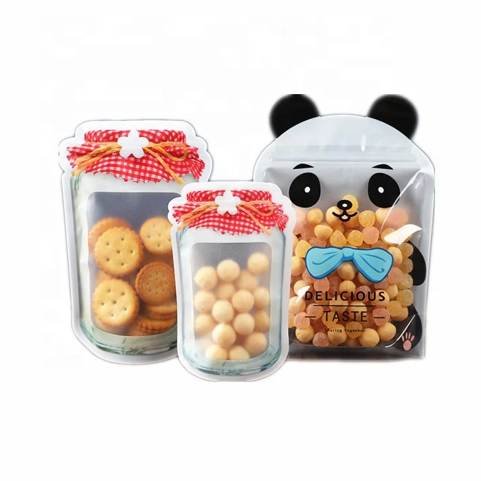 Custom Printing Heat Seal Ziplock Bag Snack Biscuit Food Packaging Bag Irregular Shape Self-supporting Plastic Bag