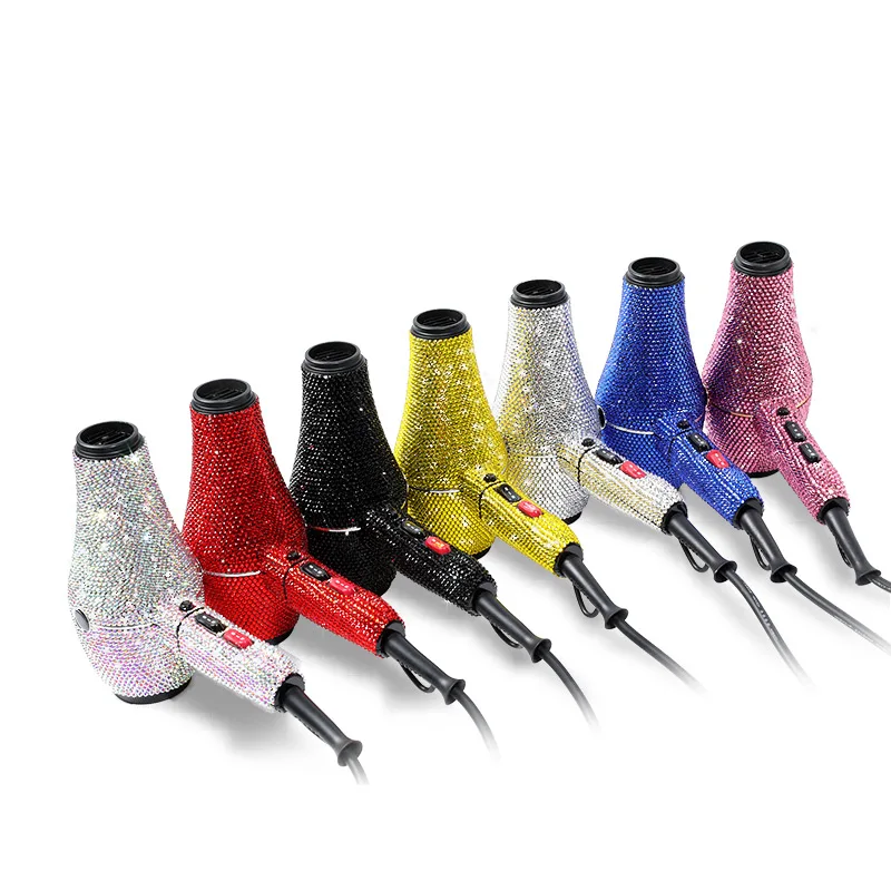 Custom Professional DC Motor Hair Dryer Bling Crystal Hot Blow Dryer
