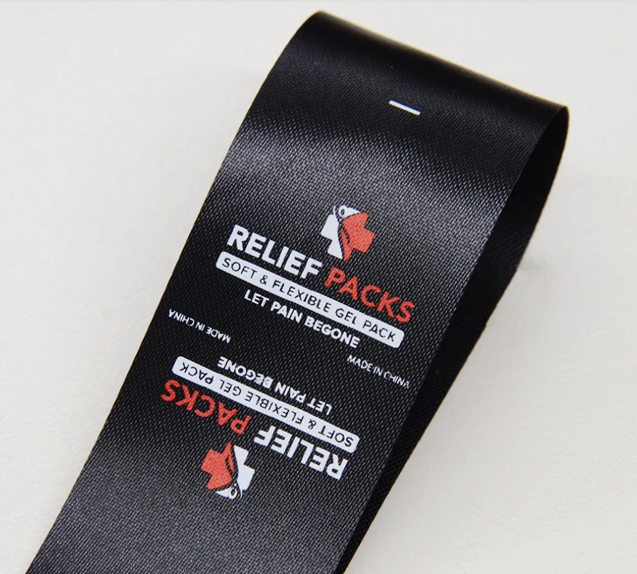 Gold Design Logo Garment Center Fold Tags Customized Clothing Jacquard Iron Private Woven Patch