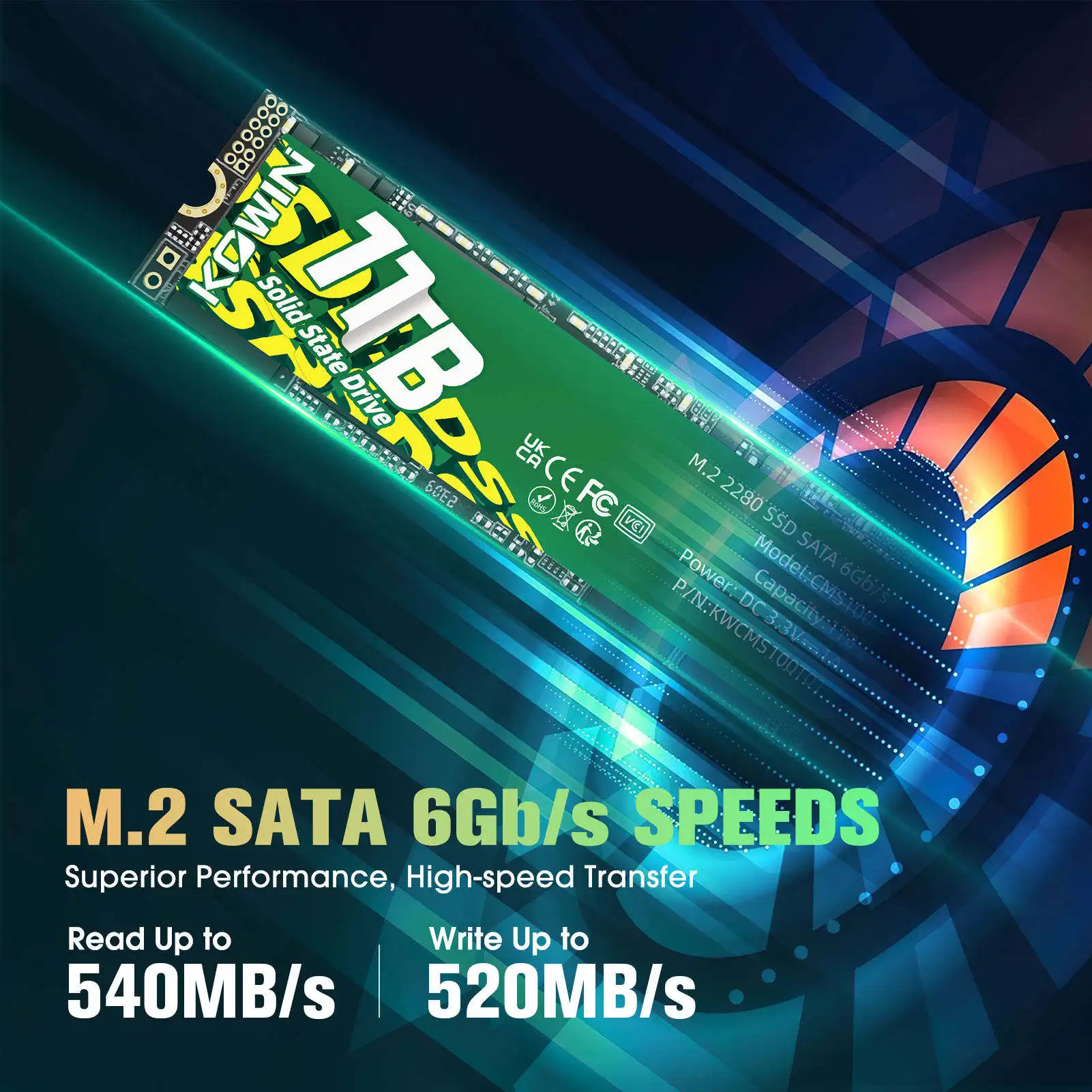 KOWIN Brand New CMS100 1TB  SSD Solid State Hard Drive 540MB/s Read Speed For Desktop