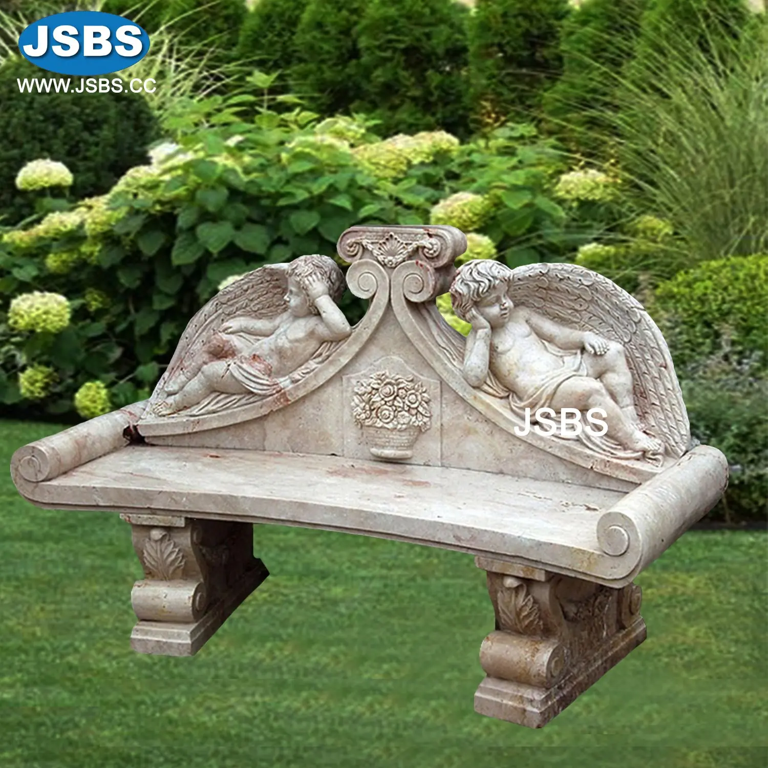 Outdoor Garden Park Custom Made Antique Old Decorative Natural Stone Marble Benches with Backrest For Sale