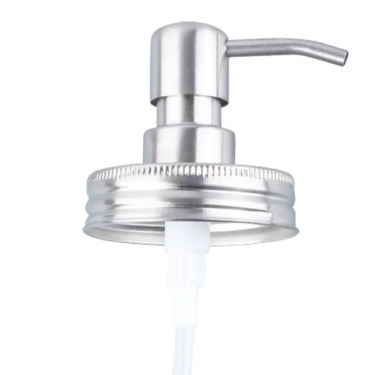 
Customizable Natural Matte Metal 304 Stainless Steel Bathroom Liquid Soap Dispenser Lid 16 oz Mason Jar 