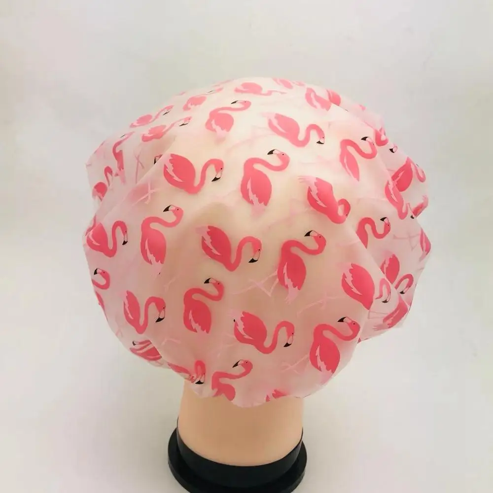 Eco-friendl customized logo fancy adjustable shower cap