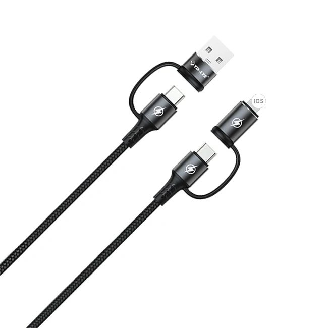 Лидер продаж на Amazon, зарядный USB-кабель 4 в 1 с USB C на C 60 Вт C на L 20 Вт 3.0A, кабель для быстрой зарядки
