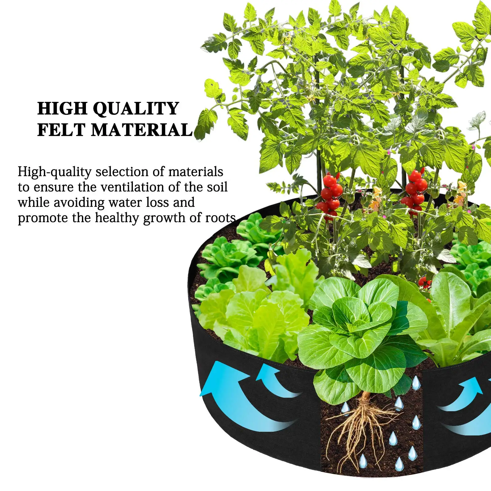 Heavy Duty Fabric Gallon Grow Bag for Plant Black Large Heavy Fabric Grow Bed Durable Breathe Cloth Planting Pot for Carrot