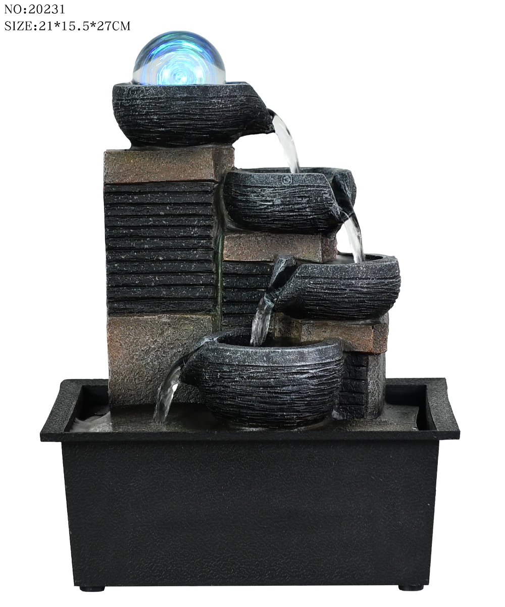 Wholesale Colorful Rolling Ball Decorative Tabletop Fountain 4tiers Water Fountains Indoor