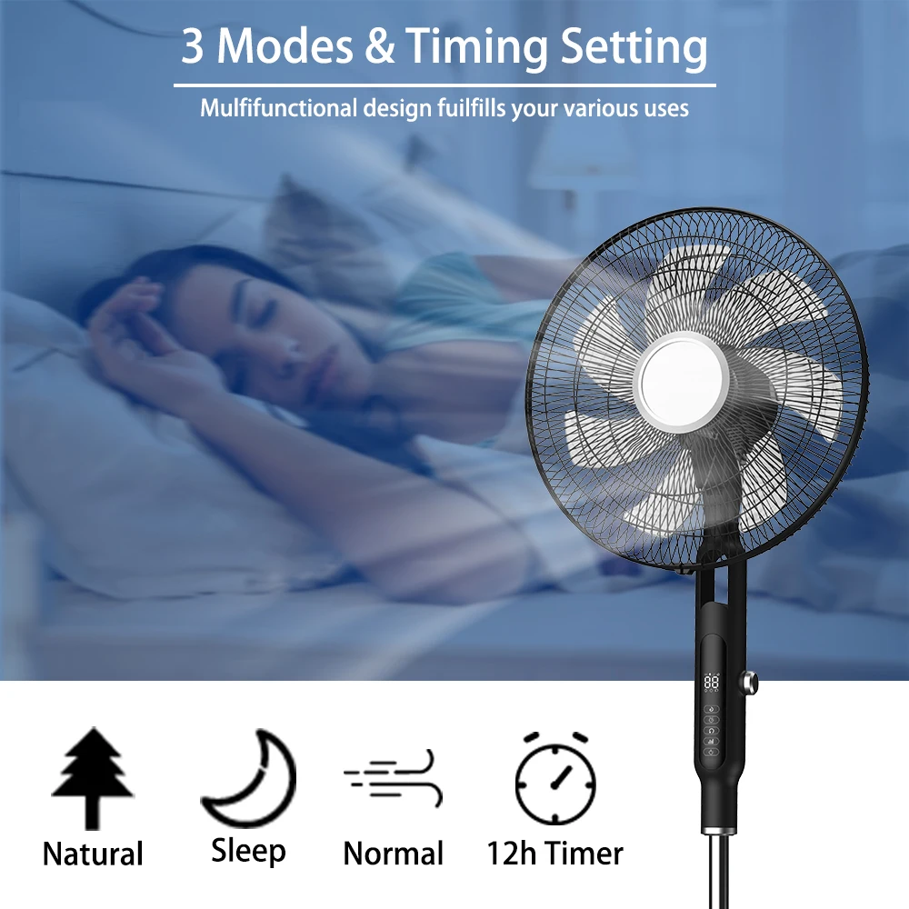 Popular product 10 Speed Stand Fan indoor 7 blade remote control white standing fan