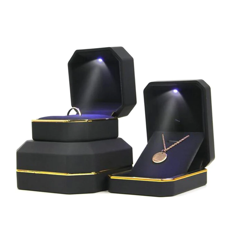 Organizer Storage LED Lighted Wedding Ring Boxes Plastic Earring Necklace Gift Box Jewelry Display