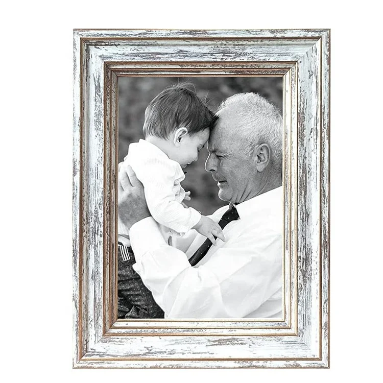 Деревенские комплекты рамок для фотографий с потертой белой текстурой древесины настенного или настольного