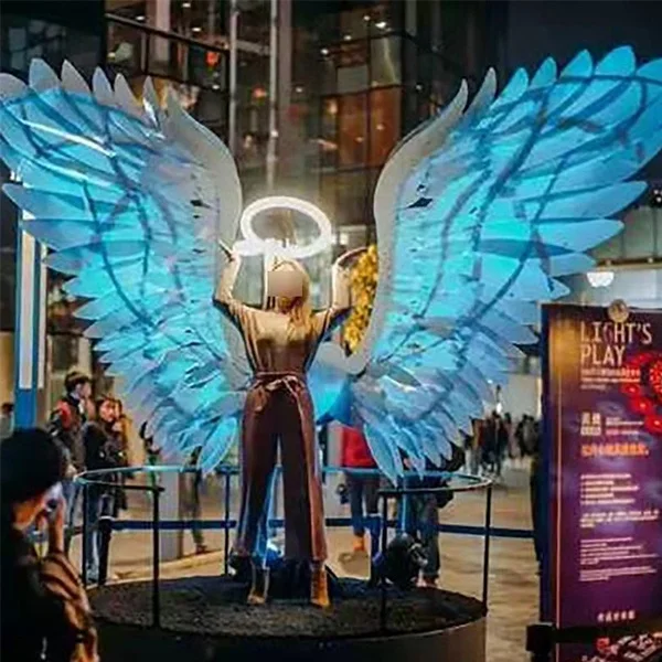 Custom Art Installation Giant Lighting LED Interactive Butterfly Wings For festival Decoration Prop