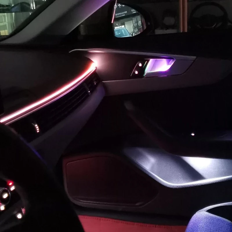 Автомобильная светодиодная лента, разноцветная RGB музыкальная синхронизация, ритмичное освещение салона автомобиля-5 в 1 с оптоволоконным кабелем 6 метров