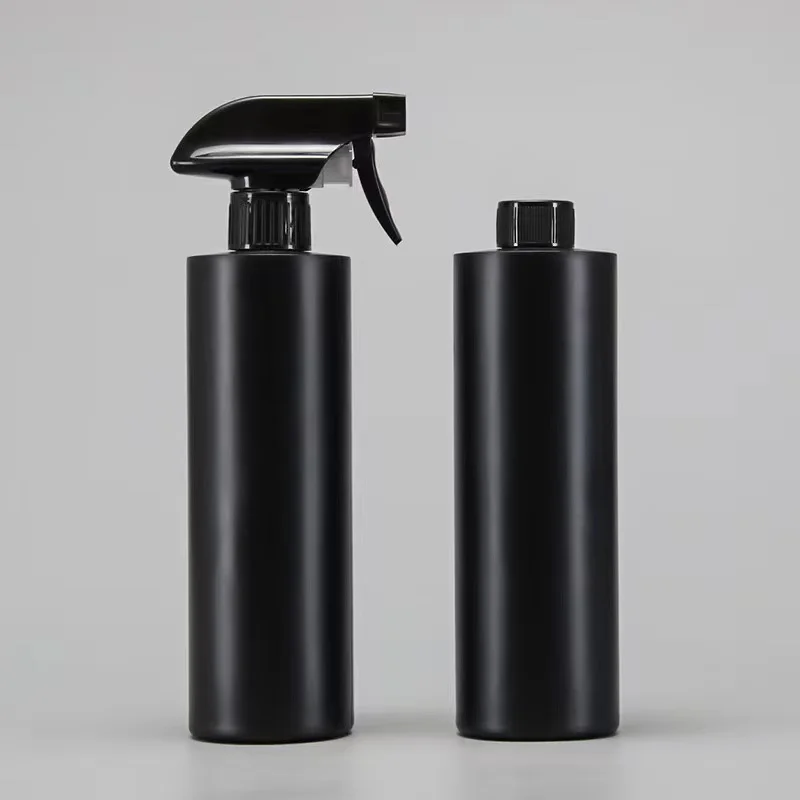 HDPE 500ml 17 oz matte round black refilled HDPE car cleaning Trigger Board spray bottle