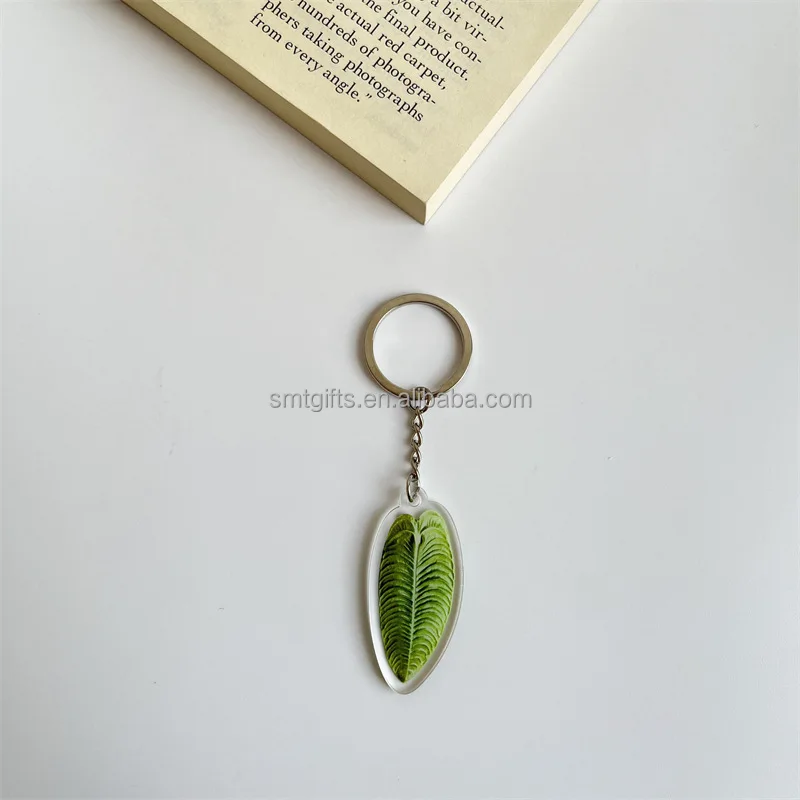 Factory Custom High Quality Acrylic Keychain Wholesale Plastic Simulation Plant Leaf Keychain