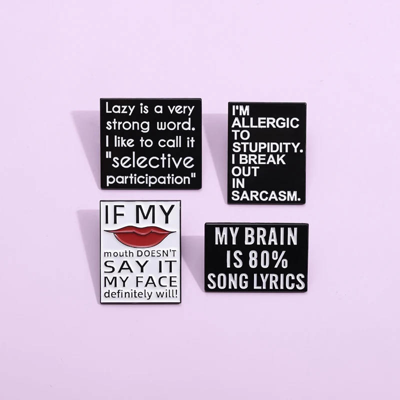 Text Quotes Enamel Pins Custom MY BRAIN IS 80% SONG LYRICS Brooches Lapel Badges Funny Jewelry Gift for Kids Friends