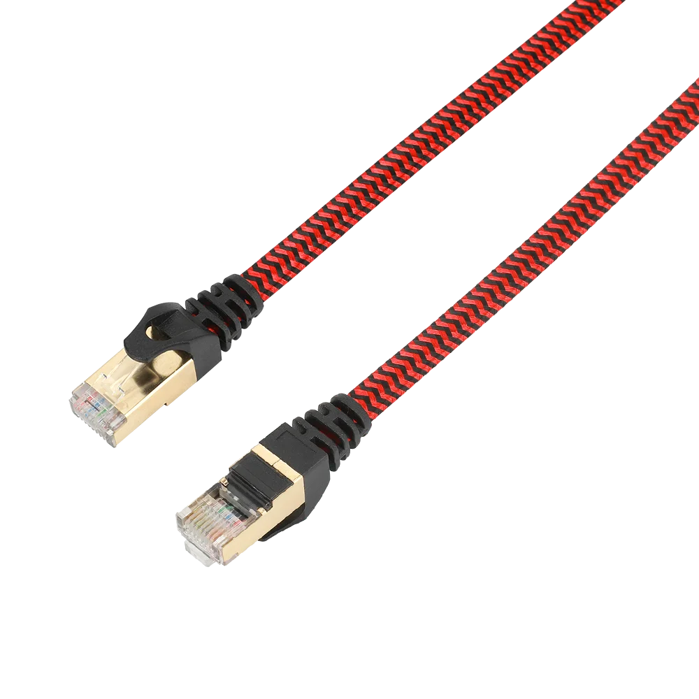 Souce Factory Braided Cat6 Cat7 Cat8 Flat rj45 network cable  Shielded Internet cat6 network cable
