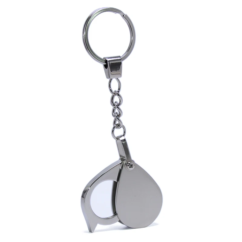 15X Magnifier Keyring Promotional Souvenir Gifts Alloy Hand Holding Key Chain Ring Holder Metal Mini Magnifying Glass Keychain