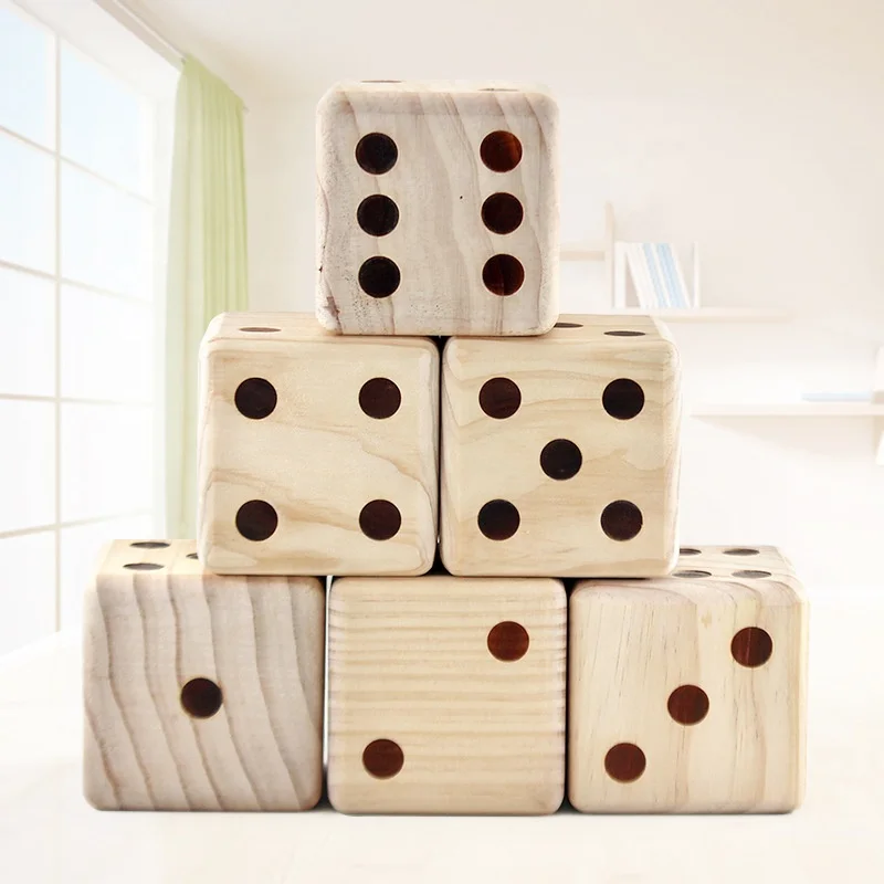 Outdoor Toys 9cm Jumbo Dice Custom Dice Sets Pine Solid Wood Yard Dice Set Custom Big Playing Outdoor Lawn Games Extra Large Fir