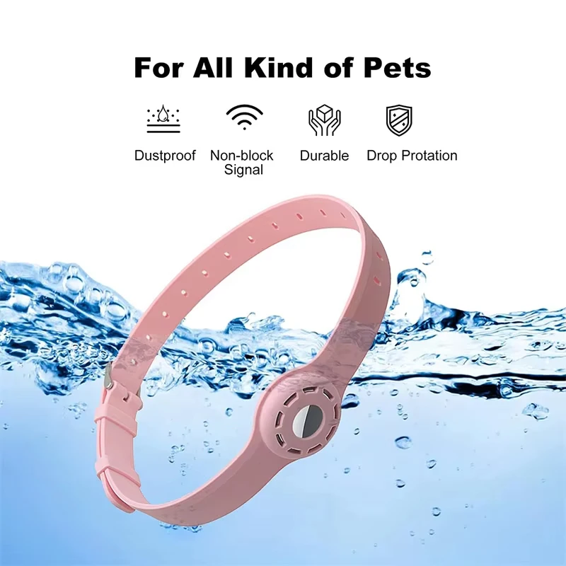 Custom Adjustable Waterproof Anti-lost GPS Cat Dog Pet Tracking Silicone Dog Collar with AirTag Holder