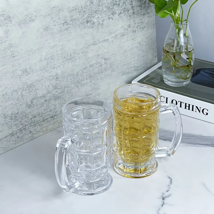 400ml  Beer Steins Glasses Beer Tankard Glass Mugs Drinking with handle