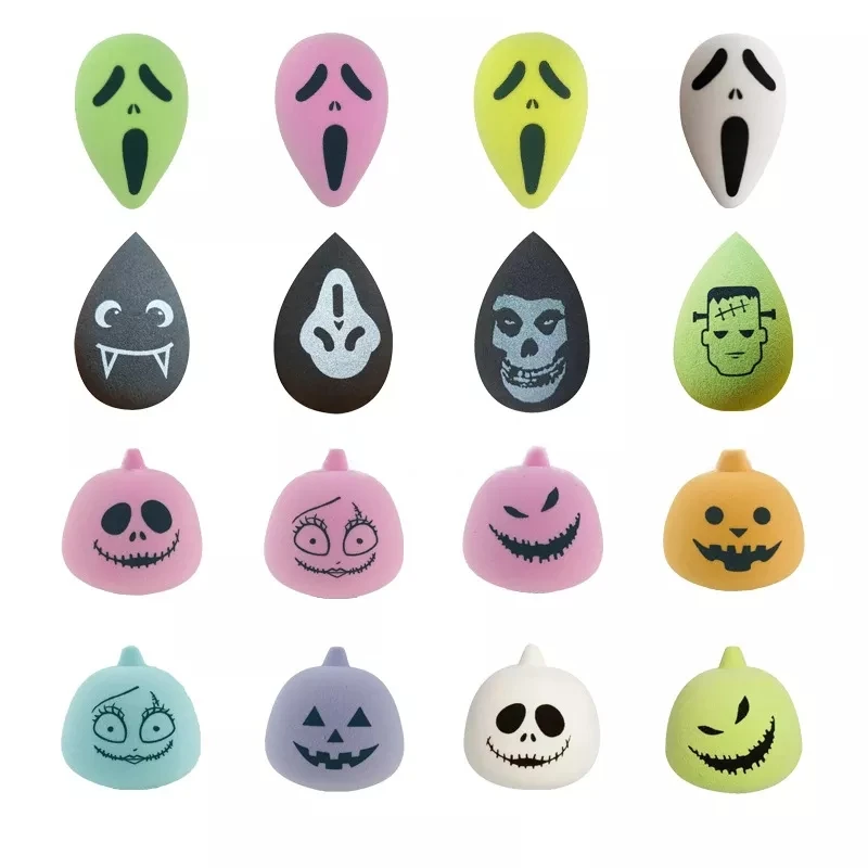 HMU 2022 Cute Ghost Pumpkin Beauty Sponge Egg Cosmetic Make up Sponge Applicator Wholesale Custom Logo Halloween Makeup Sponge