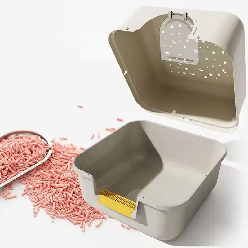 MMG Starry Top Extra Large Pet Toilet Spatter-Proof Cat Litter Box Fully Enclosed Plastic High Spatter-Proof Cat Litter Box