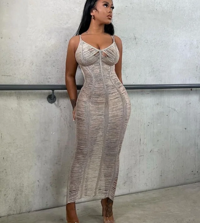 Summer Crochet long dress women 2022 fashion sexy Spaghetti Strap knitted mesh maxi dress vacation wear