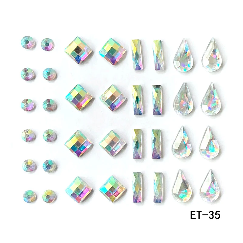 New Design 26 Styles Single Glued DIY Eye Jewel Stickers Forehead Face Crystal Rhinestone Acrylic Gems Decorative Stickers