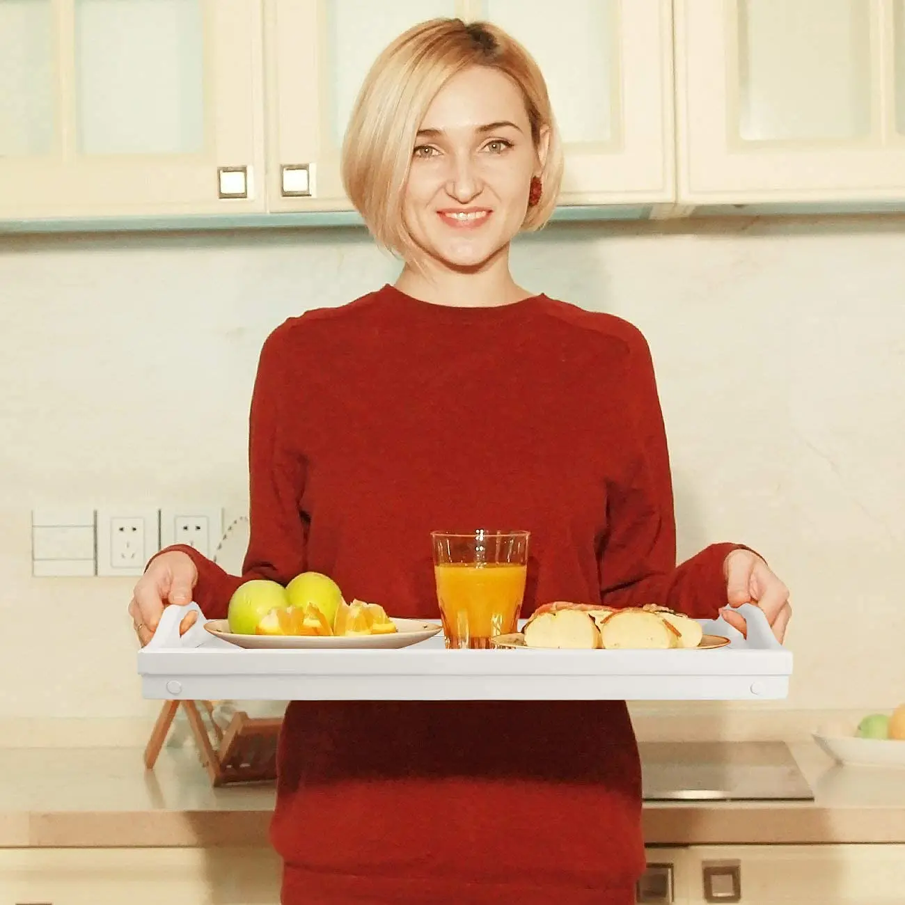 Best Selling Bamboo Wood Bed Serving Tray Table With Handles Wholesale Wooden Bamboo Bed Tray Laptop Tray Breakfast Table