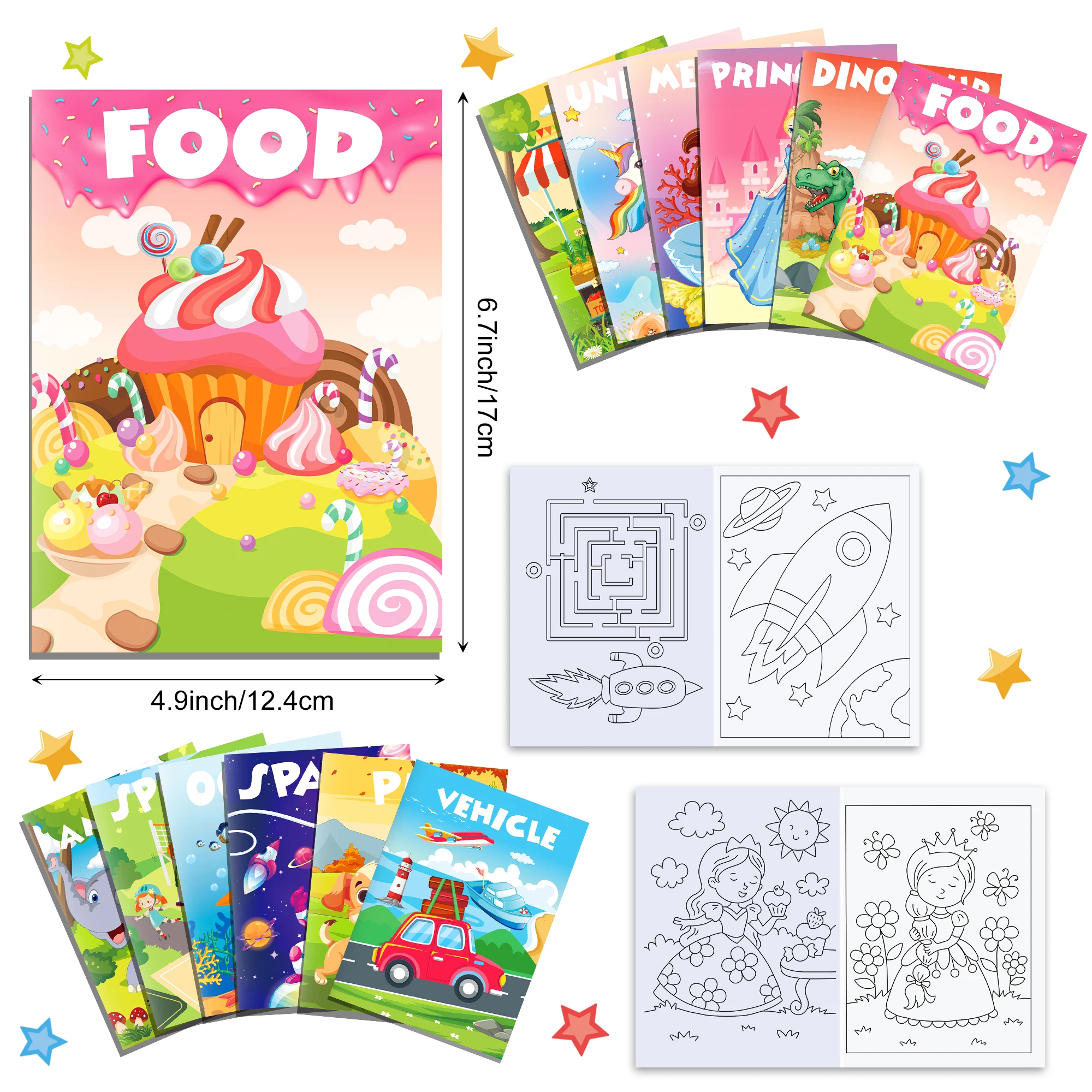 TY037 Cartoon Character Theme Coloring Books School Activity Fillers DIY Painting Drawing Book for Kids Birthday Gift