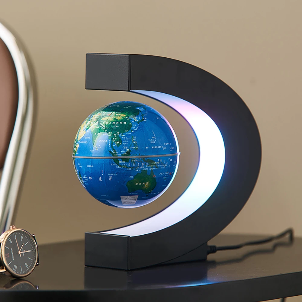 Novel and creative home decoration C-type magnetic levitation globe ornaments