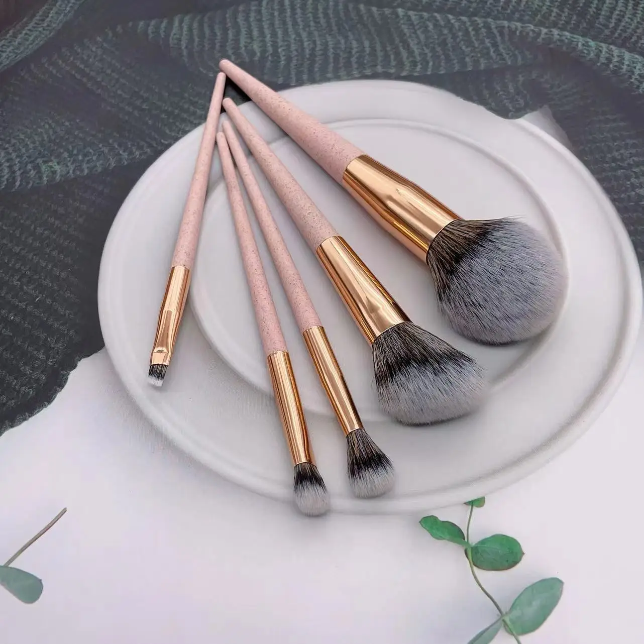 YRX 5Pcs Wheat Straw Biodegradable Eco-Friendly  Beauty Tools Cruelty Free Non-Pollution Custom Makeup Brush
